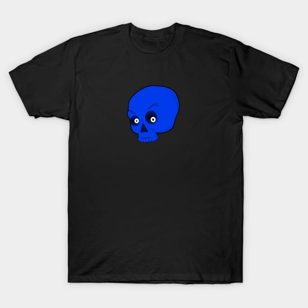 Newsprint Scary Blue Skull T-Shirt by Braznyc